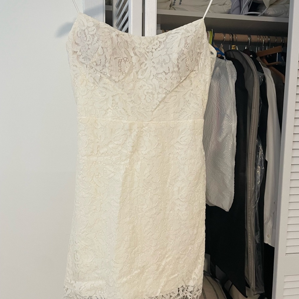Jenny Yoo Cream Lace Mini Dress